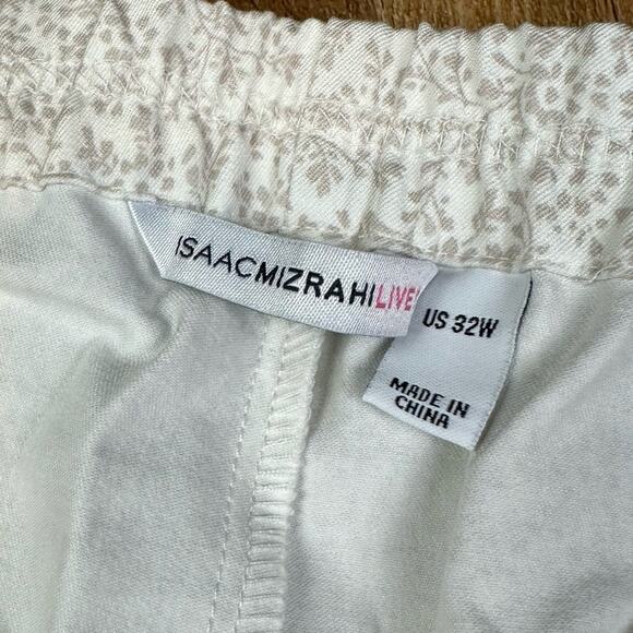Isaac Mizrahi Live 24/7 Floral Cream Stretch Pull On Pants Size 32 Cream Tan NEW - Picture 5 of 7